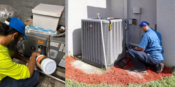 What should I do if I have a clogged AC drain line?