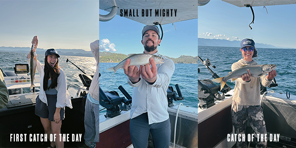 Image of Rachel Hoover, James Dutton and Nissa Cleman with their lake trout